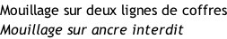 Mouillage sur deux lignes de coffres Mouillage sur ancre interdit